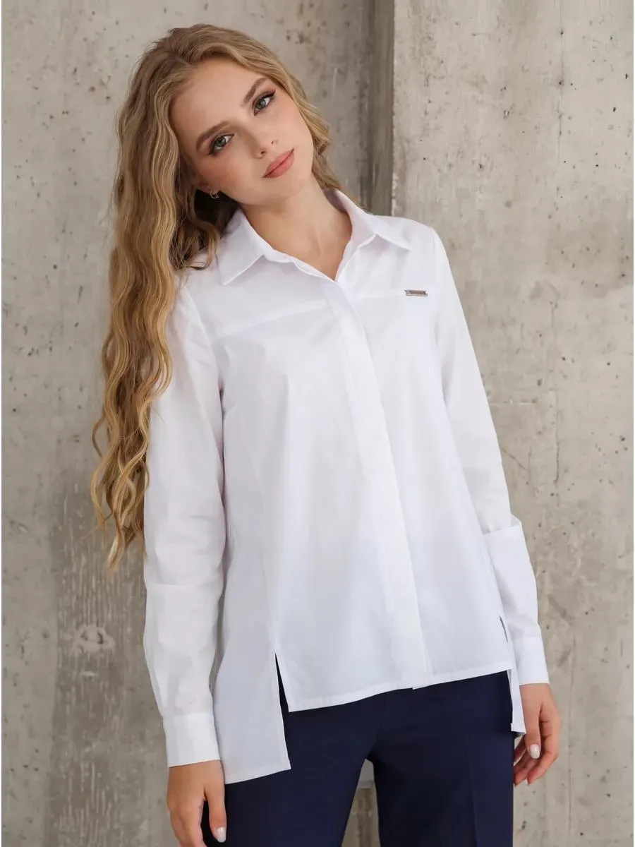Белая школьная блузка для подростков LEMADA BRAND. Цвет белый.