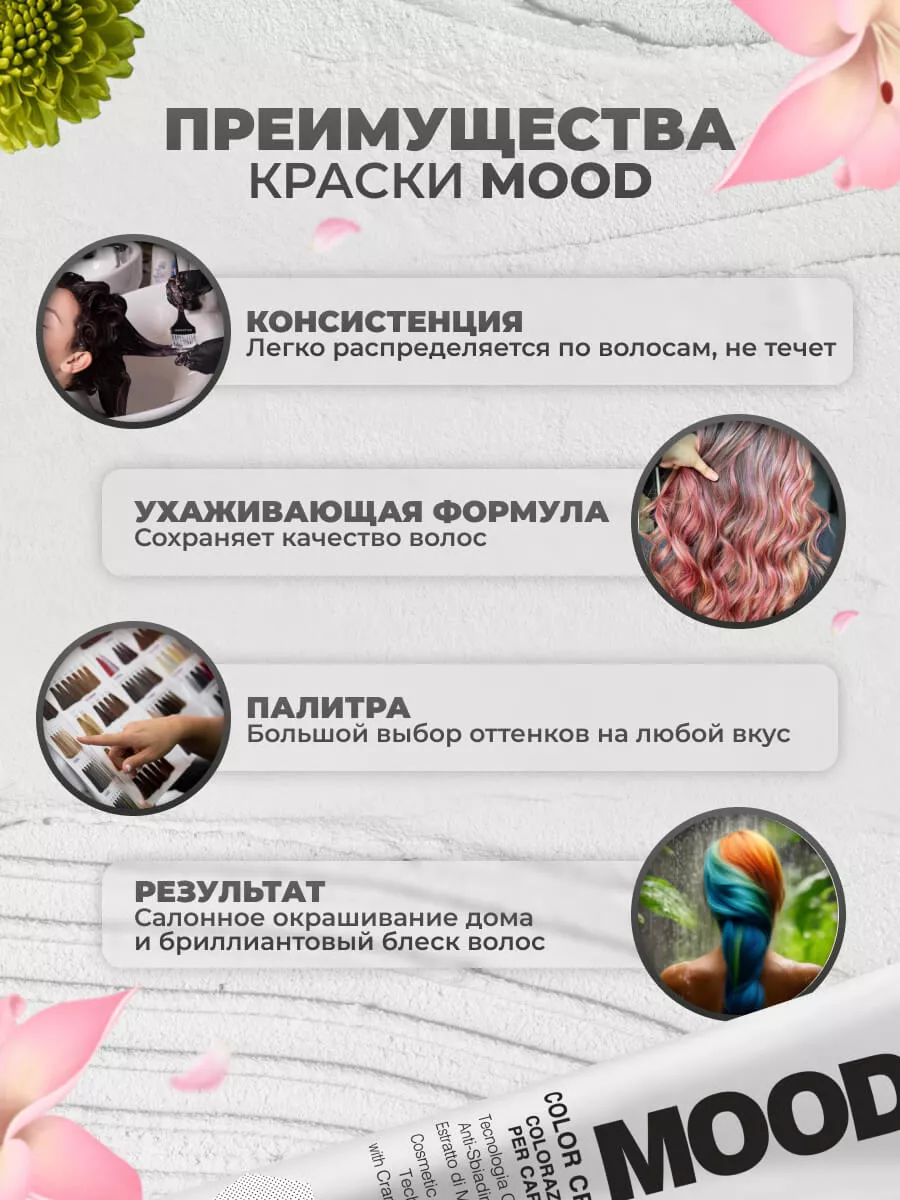 Краска для волос профессиональная синий корректор MOOD 110565419 купить за  561 ₽ в интернет-магазине Wildberries