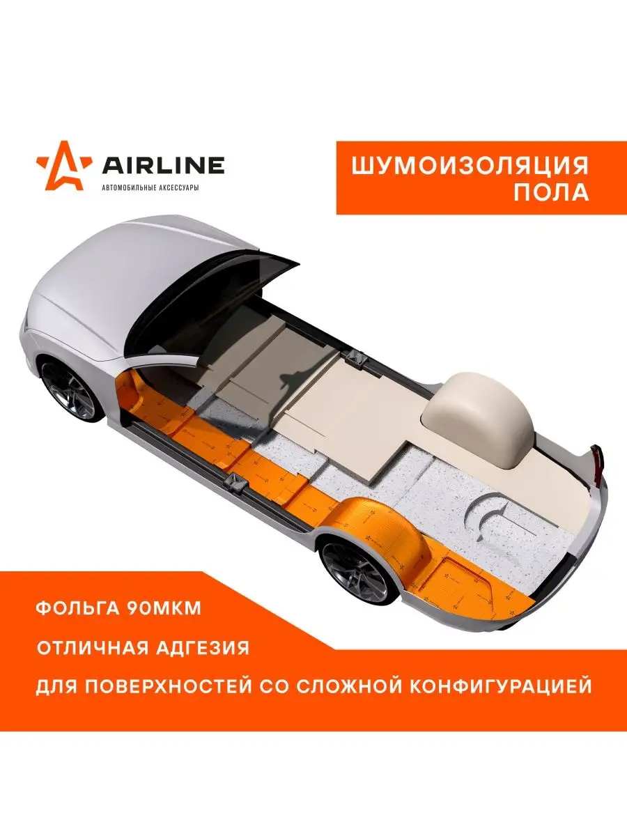 Виброизоляция авто набор / Шумоизоляция автомобильная AIRLINE Main 2 PRO,  25х40 см, 2мм ADVI006 Airline 110570640 купить за 266 ₽ в интернет-магазине  Wildberries