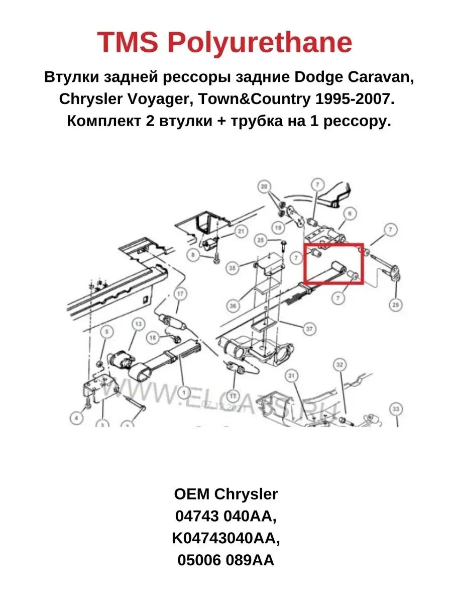 Втулки рессор задние Додж Караван, Вояджер 1995-2007 Auto parts 110640929  купить за 3 678 ₽ в интернет-магазине Wildberries