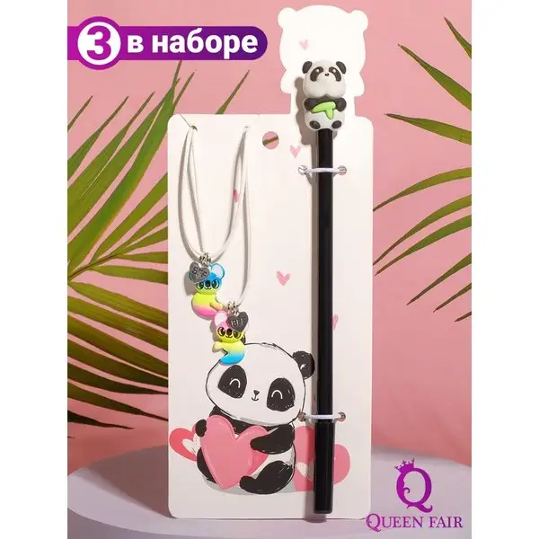 Queen fair, Неразлучники, набор: 2 кулона, ручка фламинго