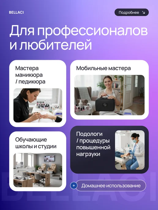 BELLACI Аппарат для маникюра профессиональный STRONG 210, синий, фото 7