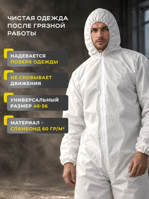 Safe Area Комбинезон защитный Каспер спанбонд 30 г м2, 2 шт, 60 г, 2 шт, фото 2