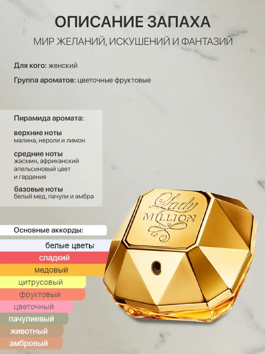 Распив отливант оригинальных духов Paco Rabanne Lady Million lada perfume  110765045 купить за 300 ₽ в интернет-магазине Wildberries