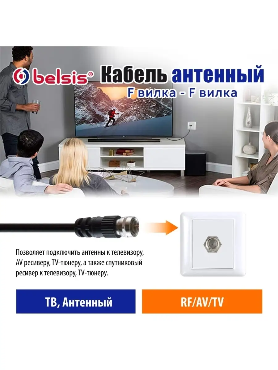 Кабель для телевизора, антенна TV, ТВ удлинитель 3м, SP Cable 110792947  купить за 821 ₽ в интернет-магазине Wildberries