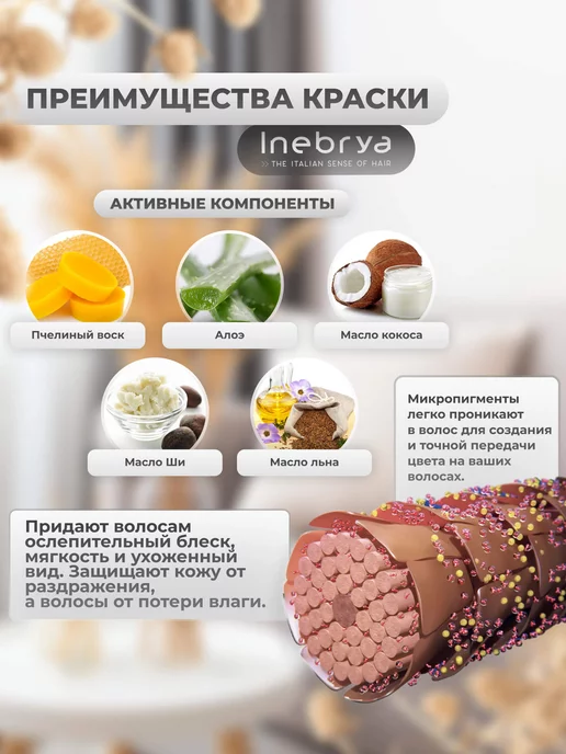 Inebrya Краска для волос профессиональная 7 7, бежевый, фото 3