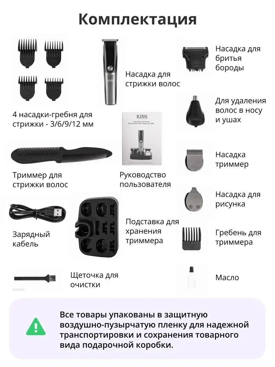 Профессиональный триммер для бороды и волос KING professional 111156599  купить за 1 489 ₽ в интернет-магазине Wildberries