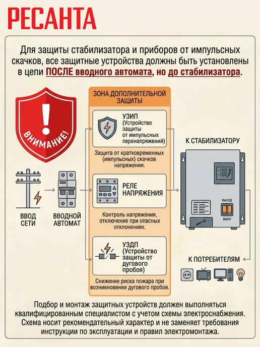 РЕСАНТА Стабилизатор напряжения настенный АСН-500Н 1-Ц LUX, вариант, фото 7