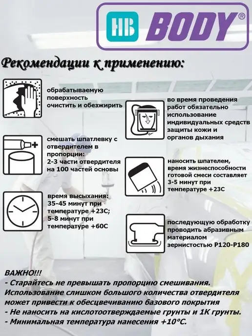 HB BODY Шпатлевка для пластика, эластичная, 250 гр, 250 г, фото 2