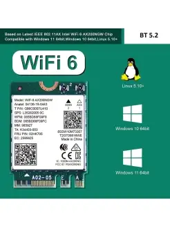 Сетевая карта M.2 Wi-Fi 6 + BT 5.2 чипсет MediaTek MT7921K KS-is 111316299 купить за 2 475 ₽ в интернет-магазине Wildberries