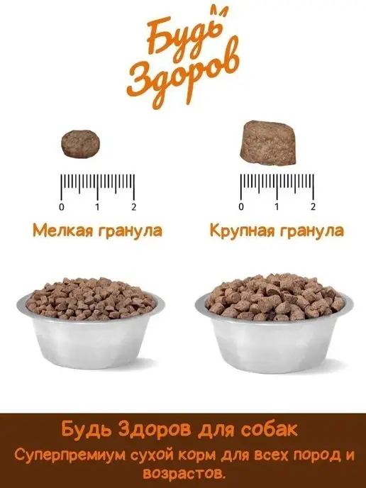 Сухой корм Будь здоров Гранула для собак, крупные, лосось, 2,5 кг, фото 4