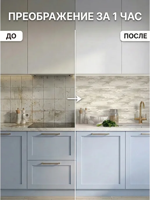 ГРИН Торговый Дом Фартук кухонный на стену панель декор для кухни 2000х600мм, бежевый, фото 2