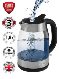 Чайник электрический PWK 1817CGL Water Way Pro стеклянный Polaris 111356039 купить за 3 399 ₽ в интернет-магазине Wildberries