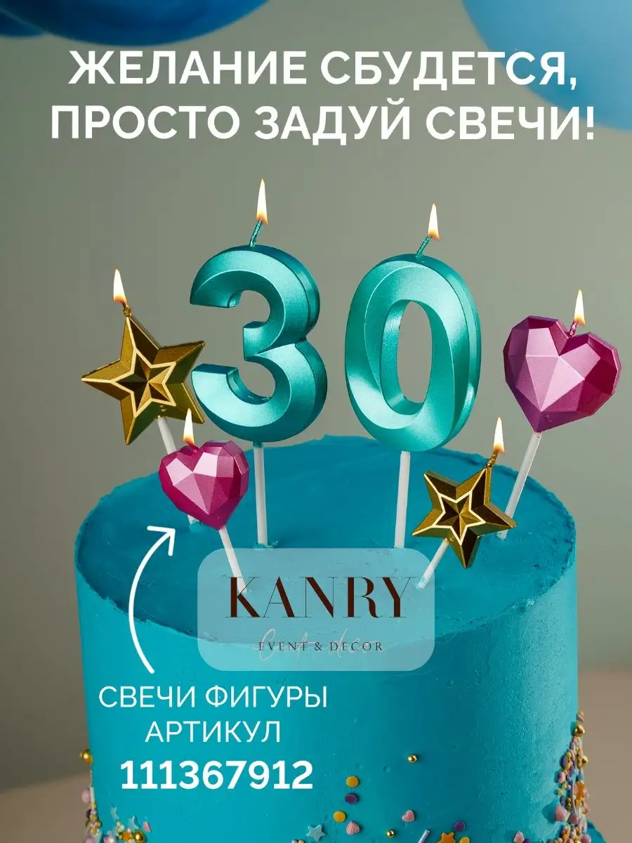 Свечи для торта Цифра Бирюзовая 5 KANRY EVENT 111366442 купить за 200 ₽ в  интернет-магазине Wildberries