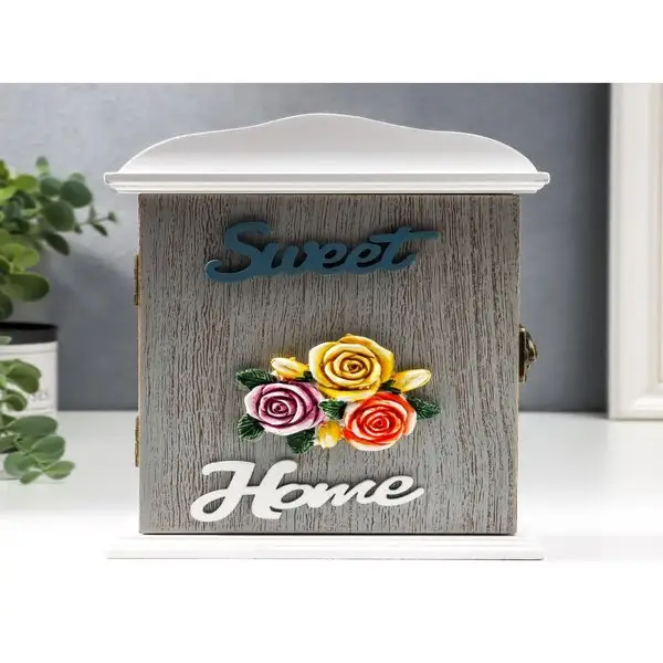 Ключница 2 крючка «Три розы — Sweet home» 20,5х6х15см