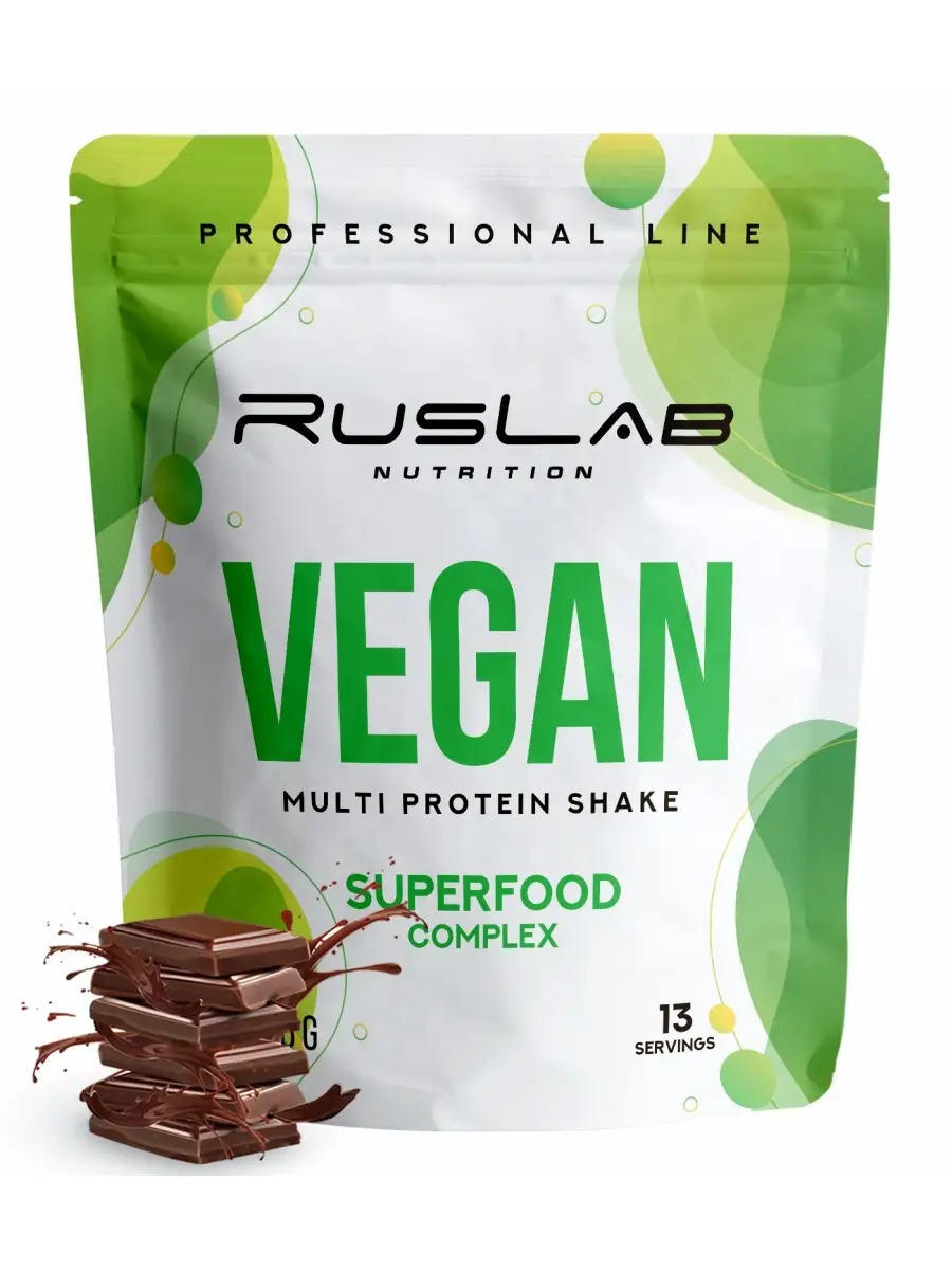 Протеин вегетарианский растительный VEGAN PROTEIN 416г шоколад