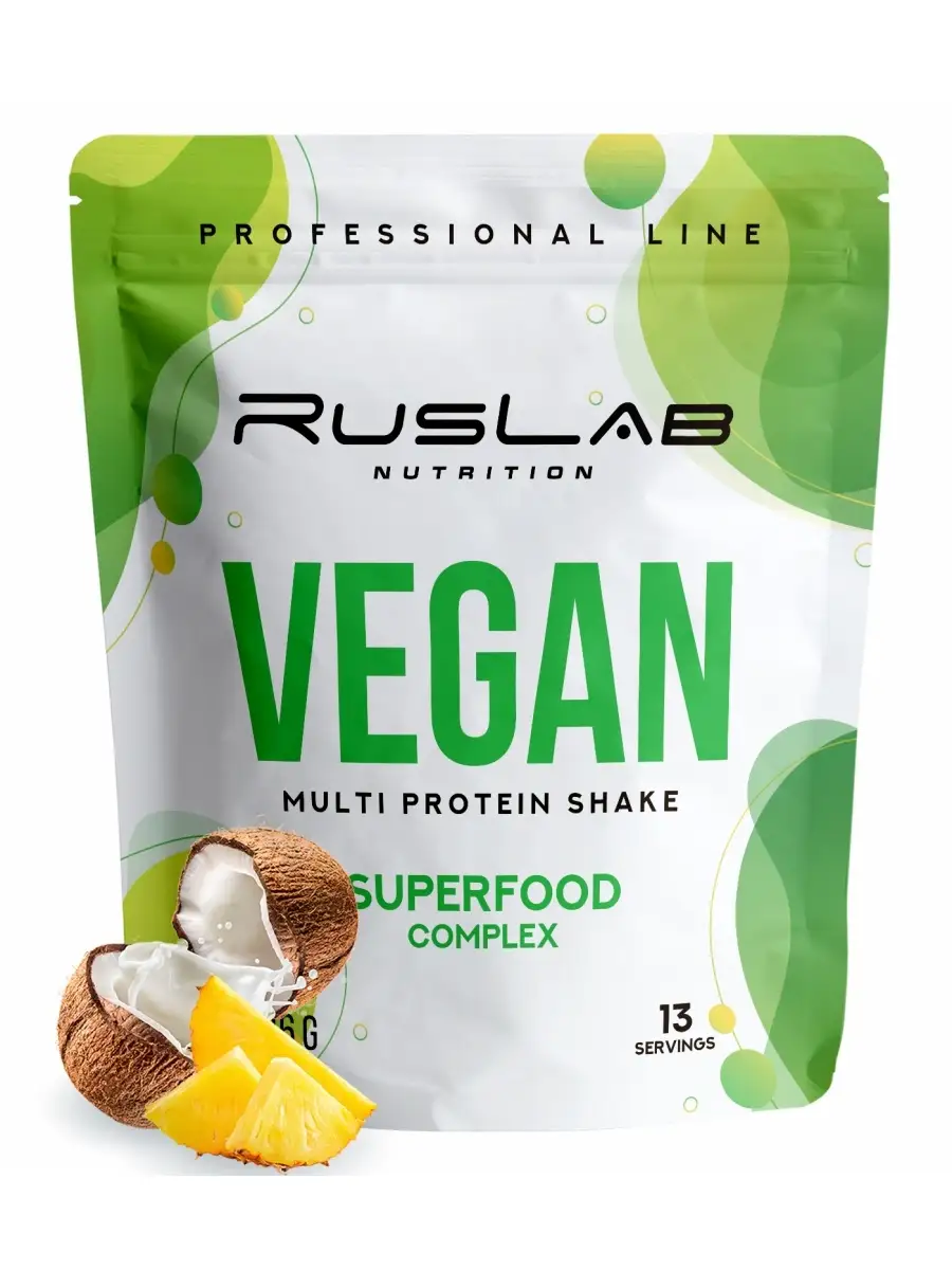 Протеин вегетарианский растительный VEGAN PROTEIN 416г кокос